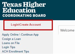 Sample of Login Create Account Link for HHLoans Apply Online Webpage